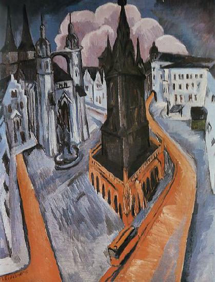 Ernst Ludwig Kirchner Der rote Turm in Halle Sweden oil painting art